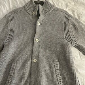 Theory Gray Ribbed Button-Up Women's Cardigan